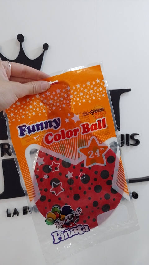 PIÑATA GLOBO ROJA LUNAR NEGRO 24"