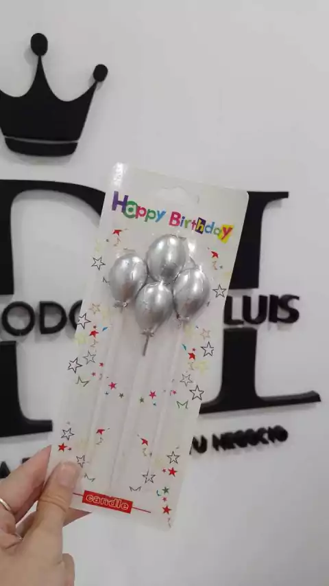 VELA GLOBO PLATA x4 U