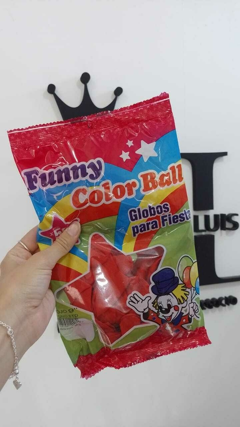 GLOBO DE LATEX ROJO STANDARD 9" FUNNY COLOR BALL x50 U - comprar online