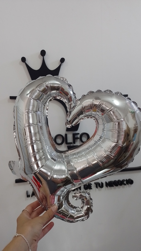 CORAZON CALADO PLATEADO 18" x1 U - comprar online