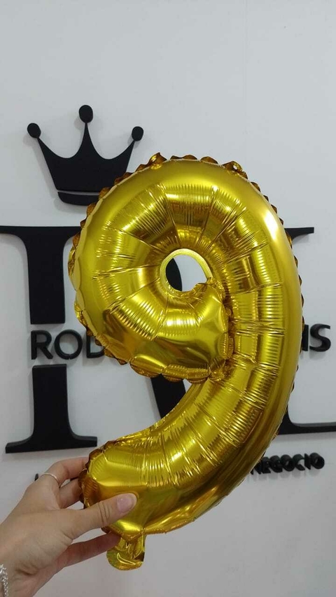GLOBO NUMERO Nº 9 DORADO 16" x1 U - comprar online