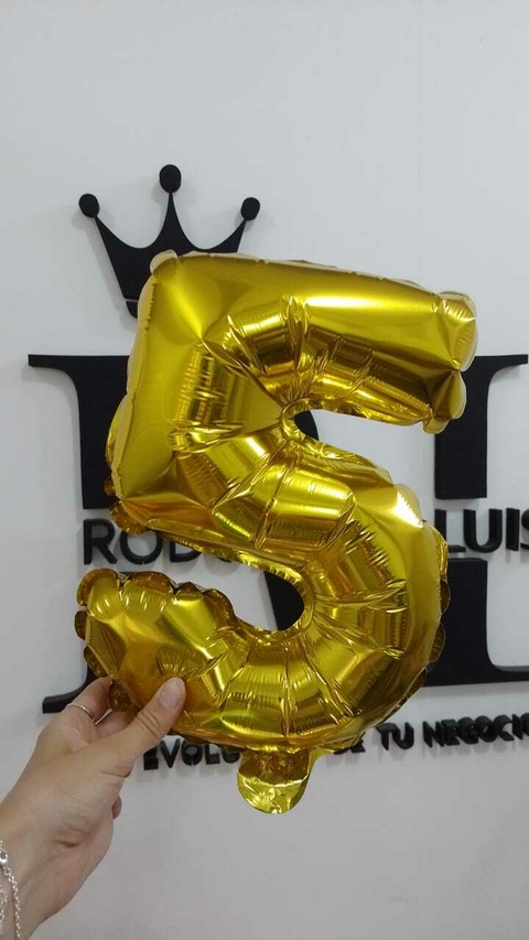 GLOBO NUMERO Nº 5 DORADO 16" x1 U - comprar online