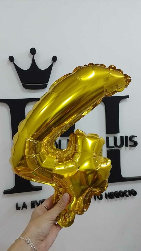 GLOBO NUMERO Nº 4 DORADO 16" x1 U - comprar online