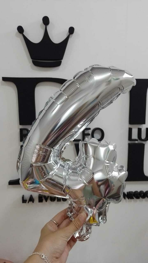 GLOBO NUMERO Nº 4 PLATEADO 16" x1 U - comprar online