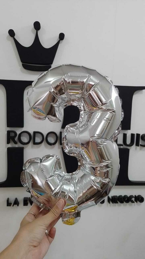 GLOBO NUMERO Nº 3 PLATEADO 16" x1 U - comprar online