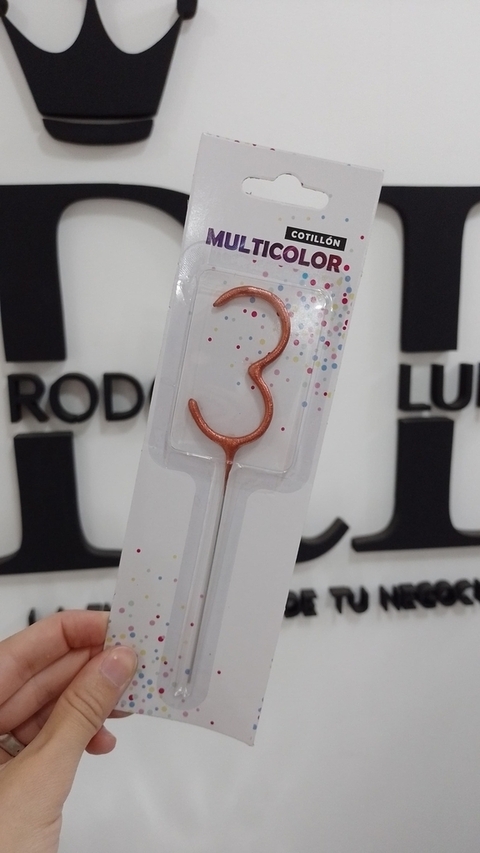 VELA SPARKLER NUMERO 3 ROSEGOLD x1 U - comprar online