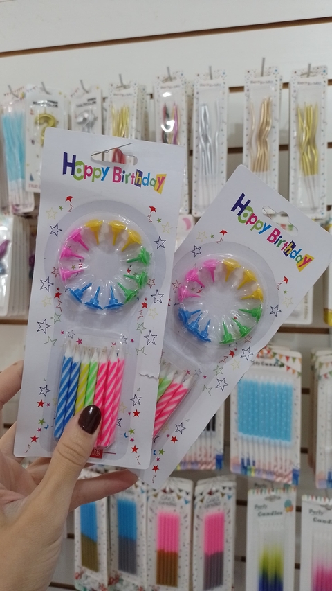 VELA 6CM MULTICOLOR RAYADAS x12 U - comprar online