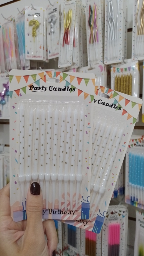 VELAS LUNARES 13CM BLANCO Y DORADO x10 U - comprar online