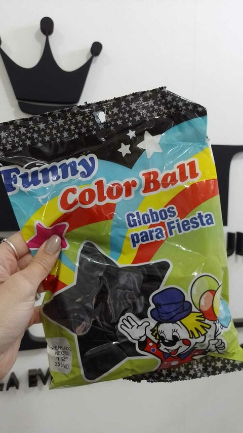 GLOBO NEGRO PERLADO 12" FUNNY COLOR BALL SOBRE x25 U - comprar online