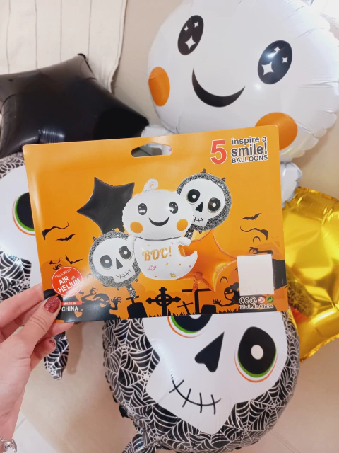 SET DE GLOBOS FANTASMA HALLOWEEN 5 PIEZAS EN BLISTER - comprar online