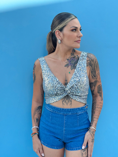 CROPPED TRANSPASSADO PAETÊ PRATA A FESTA