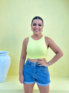 CROPPED CANELADO LIDI AMARELO