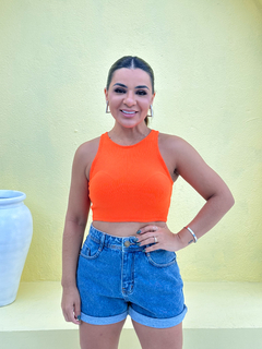 CROPPED CANELADO LIDI LARANJA