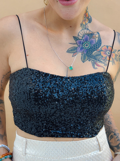 CROPPED BÁSIC PAETÊ PRETO A FESTA - comprar online