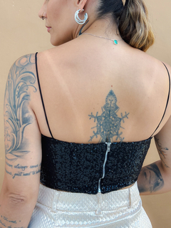 CROPPED BÁSIC PAETÊ PRETO A FESTA - Maria Bunita Brand