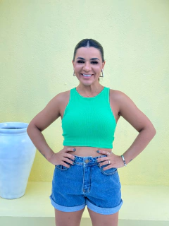 CROPPED CANELADO LIDI VERDE PRIMAVERA