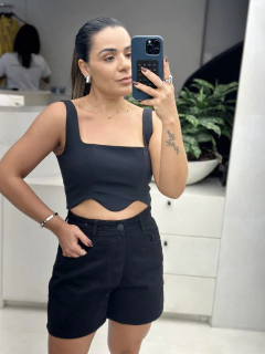 SHORT MOM CÓS ALTO MÔNACO PRETO DEGRANT - comprar online