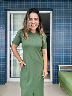 VESTIDO COM MANGA CINTIA MALHA VERDE na internet