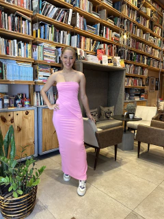 VESTIDO CANELADO ASSIMÉTRICO ROSA