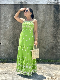 VESTIDO BORDADO MAINAR VERDE - comprar online