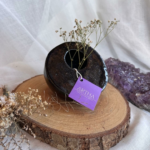 * Vaso Meia Esfera P (preto) - Artha Cerâmica