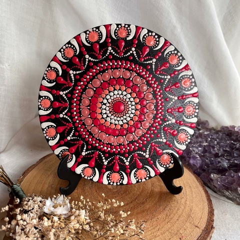 * Mandala Rosa, Vermelha e Preta 15cm - Amanda-la