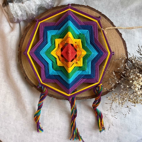 Mandala de Fios 16cm - Oficina da Meg (cores variadas)