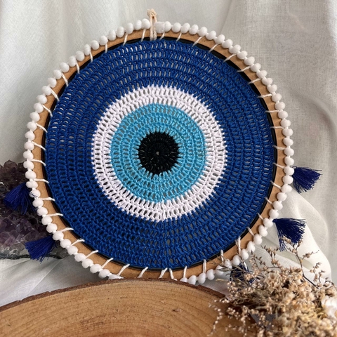 * Mandala Bordada Olho Grego (20cm) - Santo Astral