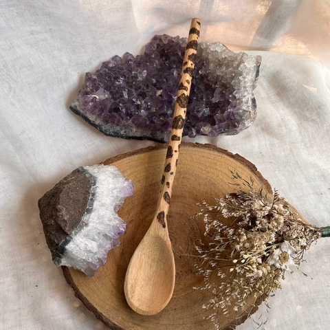 Colher de Pau com desenhos Média - Sol Y Luna