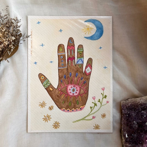 * Poster pintado em aquarela G ''Mão Mística'' - Hahafaella