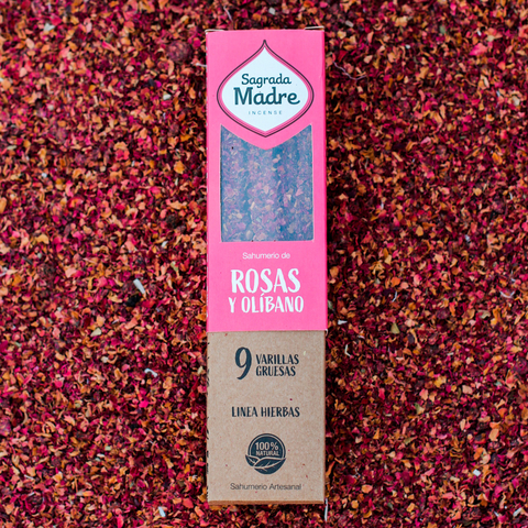 Incenso Natural de Bastão Rosas e Olíbano - Sagrada Madre