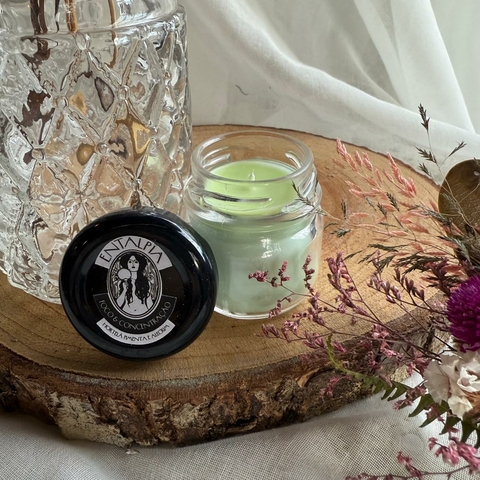 * Mini Vela Foco e Concentração - Hortelã Pimenta e Alecrim (tampa preta) - Entalpia