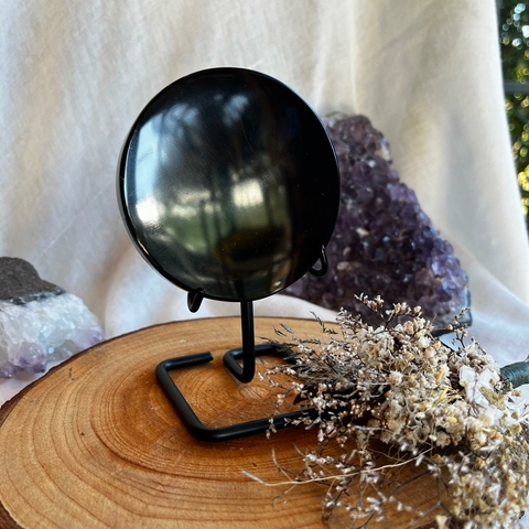 Espelho de Obsidiana com base de metal - M