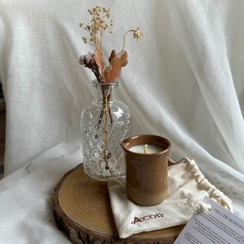 * Vela de Massagem 70gr com cerâmica marrom - A.coli