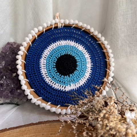 * Mandala Bordada Olho Grego (15cm) - Santo Astral