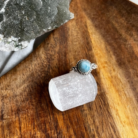 Anel Indiano Folheado a Prata Indiana (ajustável ±15) - Larimar