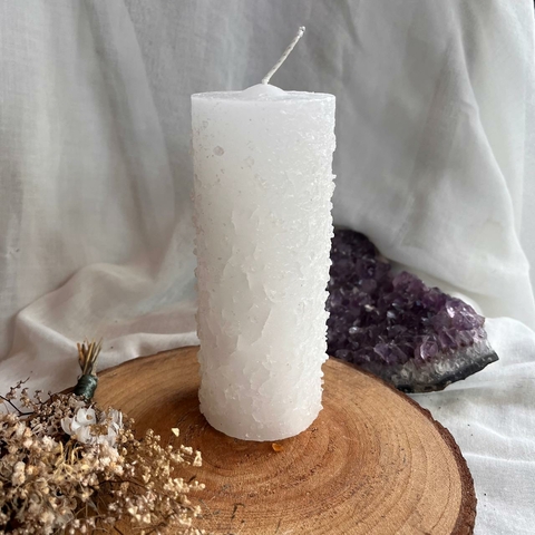 Vela 7 Dias com Sal Grosso Branca (emantada) - Limpeza Energética