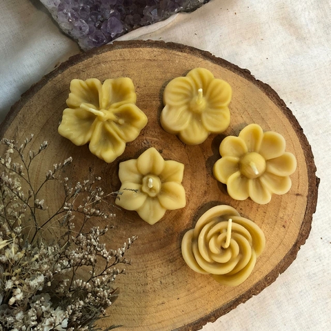 * Kit Vela Flores mini com 5 (cera de abelha) - Colmeia de Luz