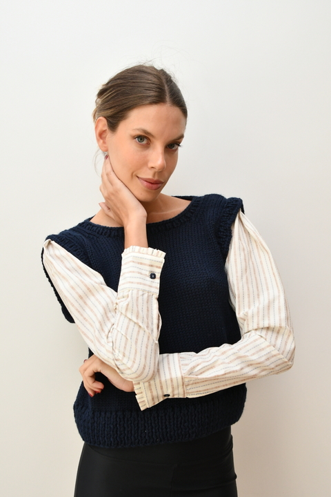 Chaleco camisa Corona azul con mangas de ratier