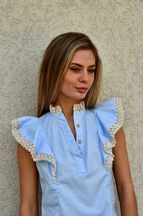 Blusa Coral celeste