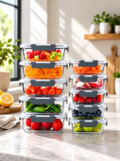 Set x 10 Tapers de Vidrio Herméticos – Freezer, Microondas y Horno