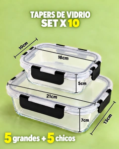 Set x 10 Tapers de Vidrio Herméticos – Freezer, Microondas y Horno en internet