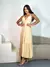 Vestido Midi com Decote V e Costas Nuas - Nude