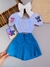 Conjunto Stitch Short Saia Pregas 4, 6, 8 e 10 Anos