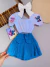 Conjunto Stitch Short Saia Pregas 4, 6, 8 e 10 Anos