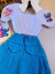 Conjunto Stitch Short Saia Pregas 4, 6, 8 e 10 Anos - Pichuquinha Kids