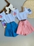 Conjunto Stitch Short Saia Pregas 4, 6, 8 e 10 Anos - comprar online