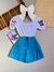 Conjunto Stitch Short Saia Pregas 4, 6, 8 e 10 Anos na internet