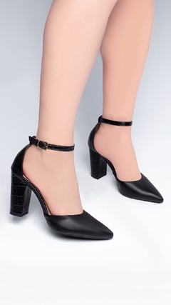 sapato scarpin croco e napa preto TCL 2025-40A - comprar online