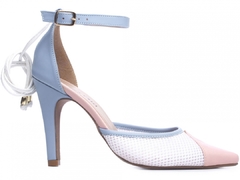 Sapato Scarpin Napa Azul, Napa Rosa e Tela Branco TCL-66090 - comprar online